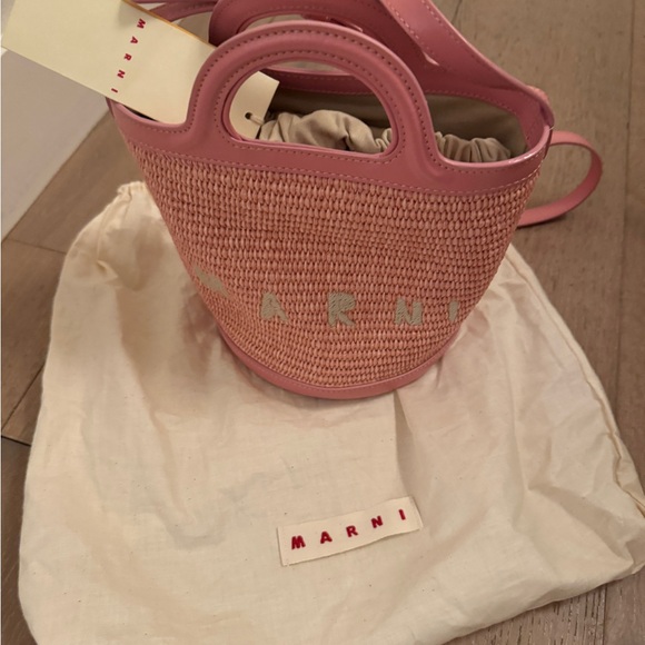 Marni Pink Mini Woven Bag with Curved Handle - Picture 4 of 7